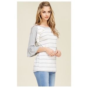 Tops - Raglan Cut Ruffle Trim Bell Sleeve Top Tops - Raglan Cut Ruffle Trim Bell Sleeve Top